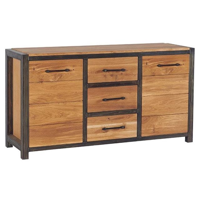 buffet bois métal 2 portes ferscott bois naturel pier import | la