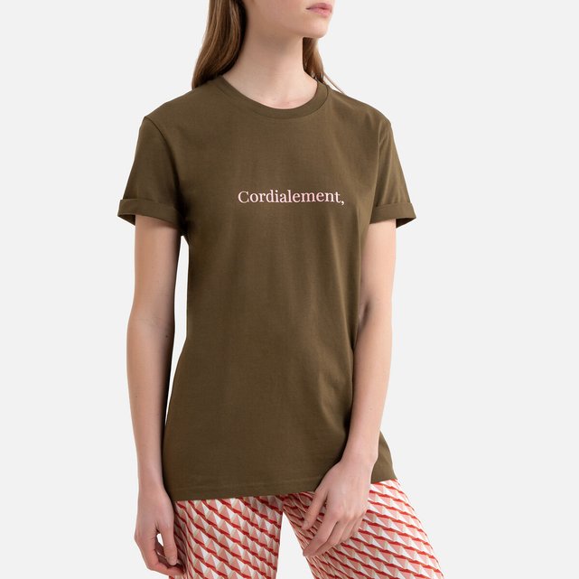 Tee shirt en coton bio cordialement Elise Chalmin kaki ...