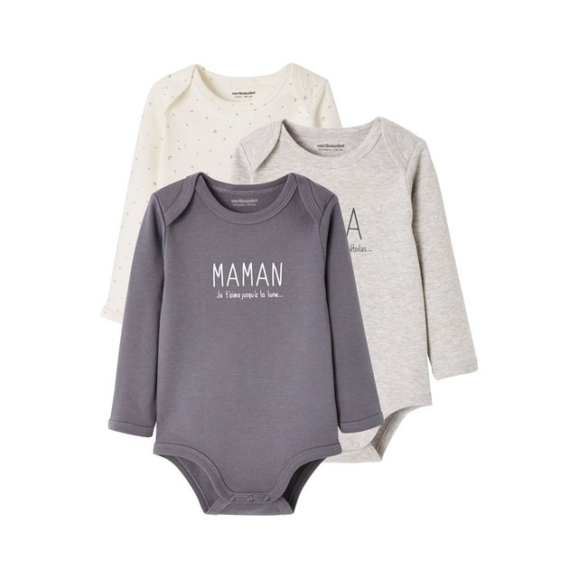 Lot De 3 Bodies Bebe Manches Longues Papa Maman Lot 3 Body Vertbaudet La Redoute Lot De 3 Bodies Bebe Manches Longues Papa Maman Lot 3 Body Vertbaudet La Redoute