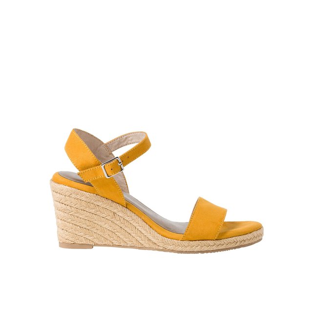 yellow wedge sandals