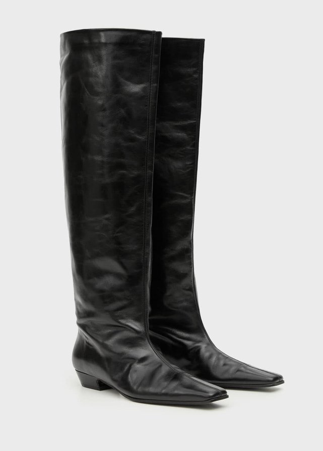 100 leather high boots noir Mango La Redoute