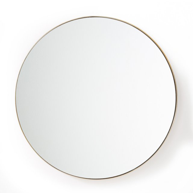 Iodus Round Mirror With Brass Frame, Extra Large Round White Wall Mirror 120cm X 6