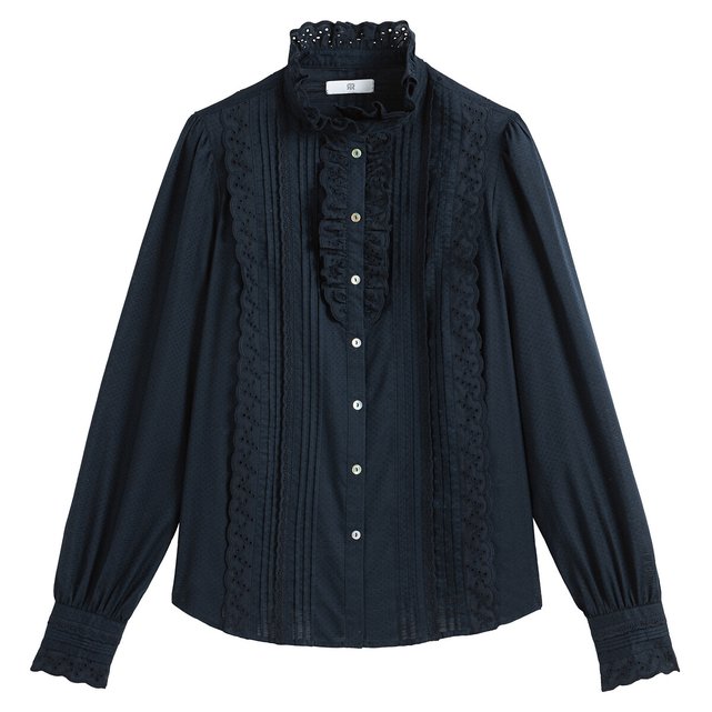 Camisa em renda, gola subida, mangas compridas  LA REDOUTE COLLECTIONS image 0