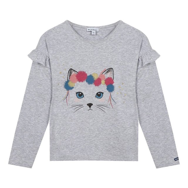 T Shirt Manches Longues Imprime Chaton Gris Clair Miniman La Redoute