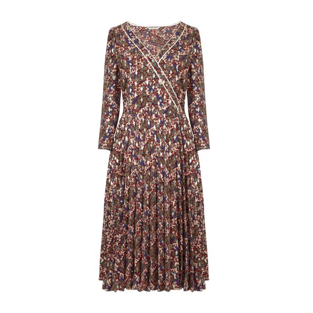 vestido floral plissado