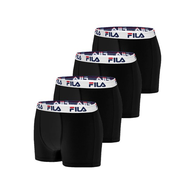 Boxers coton uni fu5016 lot de 4 noir Fila La Redoute