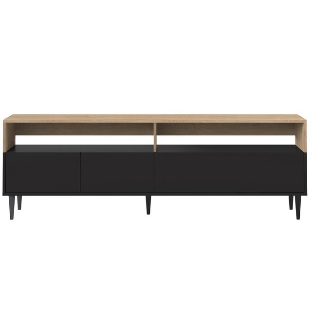 Meuble Tv Scandinave Bois Stripe Noir Miliboo La Redoute