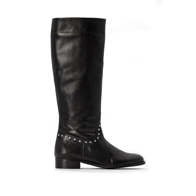 Bottes Cuir Zippées Noir La Redoute Collections | La Redoute