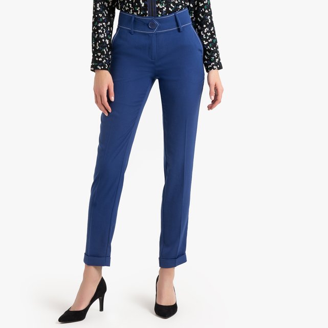 Pantalon droit 7/8ème Anne Weyburn bleu dur | La Redoute