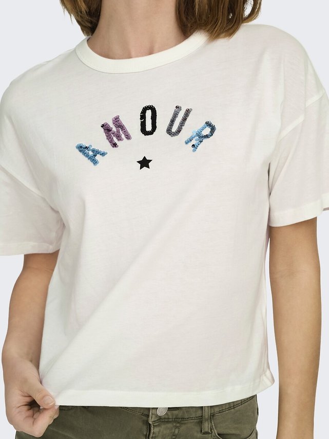 JDY T-Shirt Dodo 15296235 Béžová Regular Fit