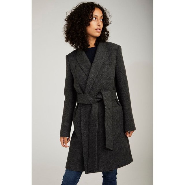 Manteau peignoir noir Naf Naf | La Redoute Manteau style peignoir en lainage noir hiver femme Trench