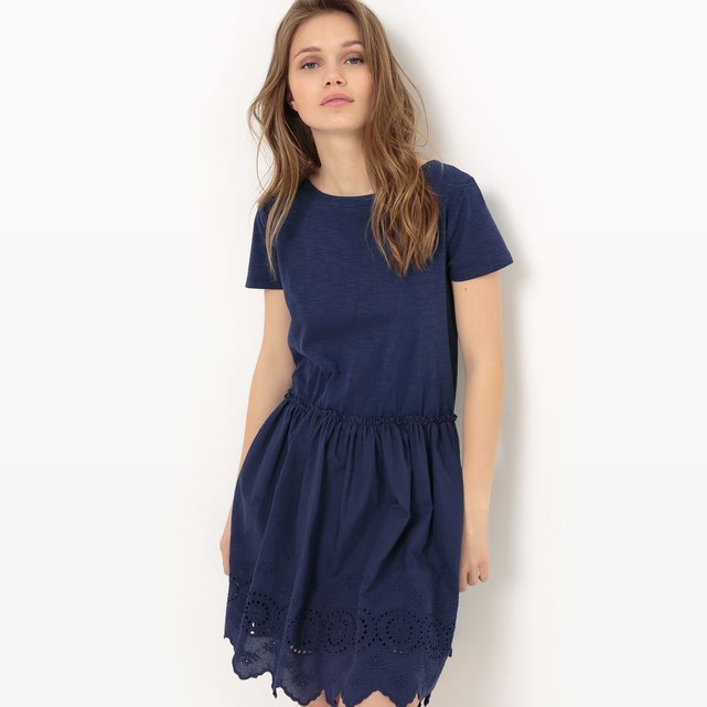 Robe bi-matière, broderie anglaise Mademoiselle R | La Redoute