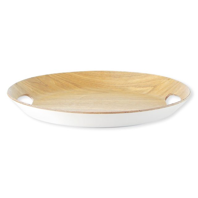 Plateau de service ovale en bois blanc/naturel 37x33cm ...