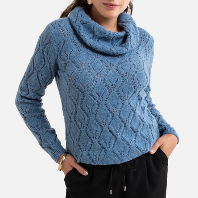 Camisola com gola alta, em malha ajurada  ANNE WEYBURN image 0