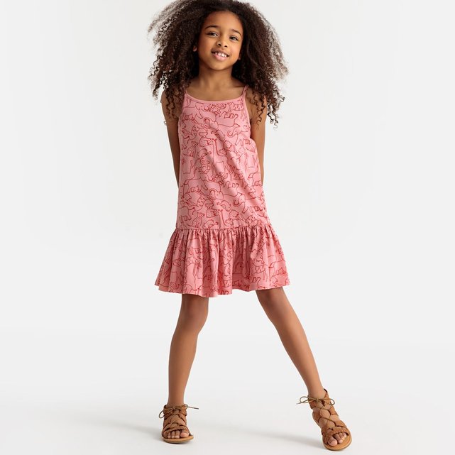 Robe patineuse fines bretelles imprimé 3-12 ans rose La ...