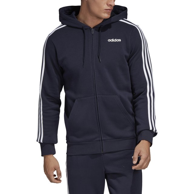 Zip-up 3-stripes hoodie , navy blue, Adidas Performance | La Redoute