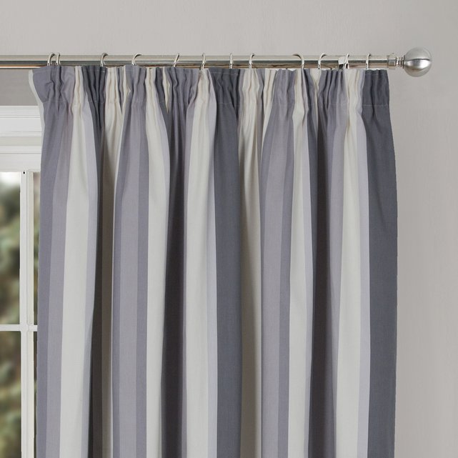 Hampton striped pencil pleat lined curtains - grey , grey, Home ...