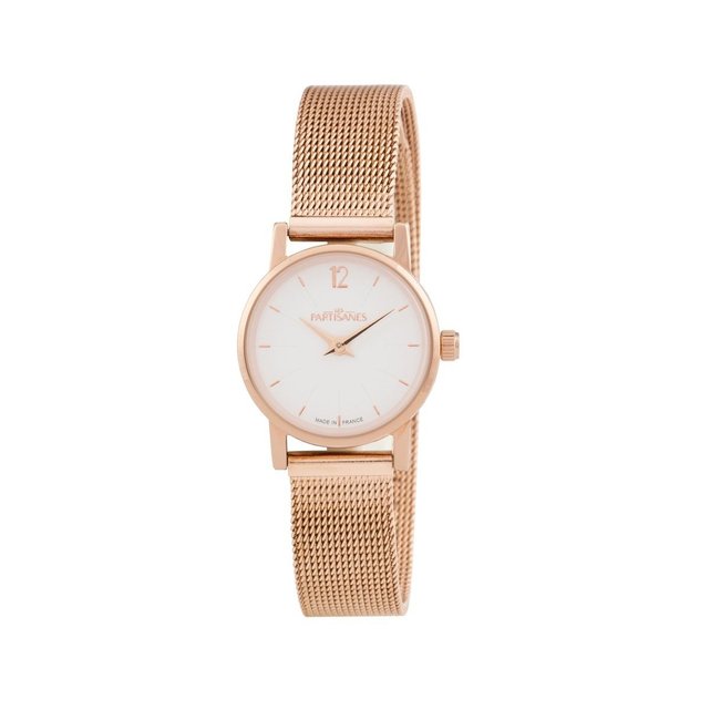 Montre femme or rose avec bracelet en maille milanaise ...