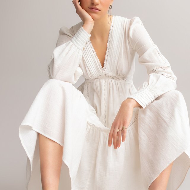 Robe longue en gaze de coton clearance