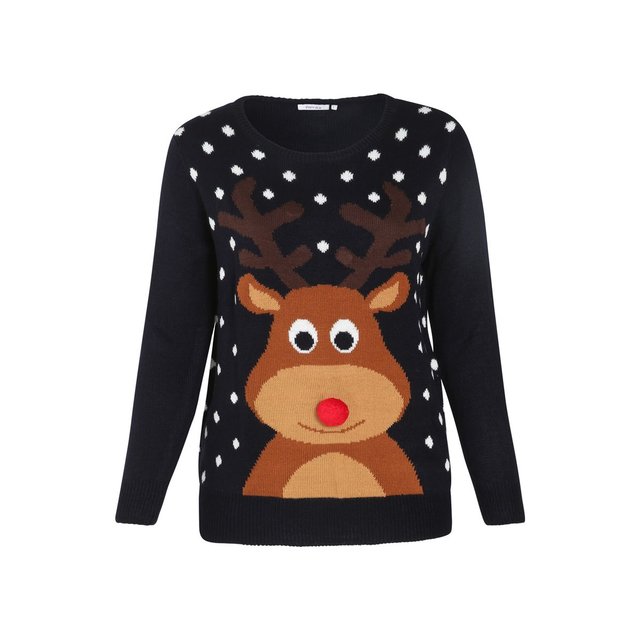 Pull noël renne lumières clignotantes col rond manches longues bleu