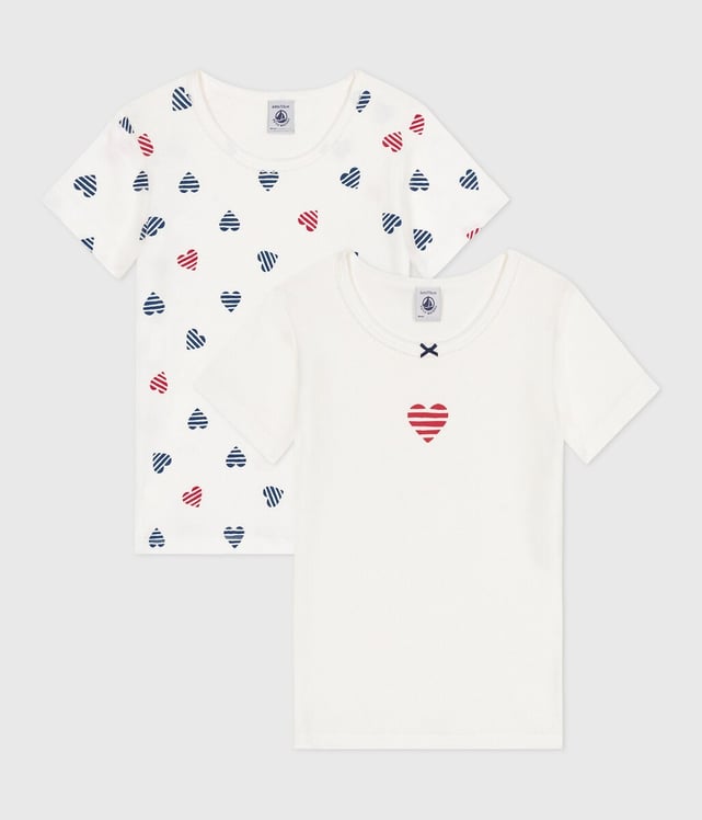 Tee-shirt Manches Courtes Fille Petit Bateau – Coton – Rayures Et Motif Cœur – Marque Française - 3