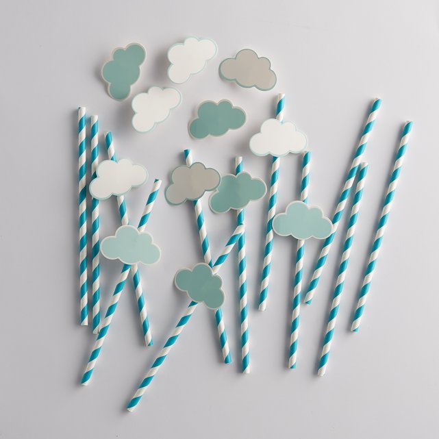 Set of 12 Cimela Paper Straws with Printed Clouds Set of 12 Cimela Paper Straws with Printed Clouds