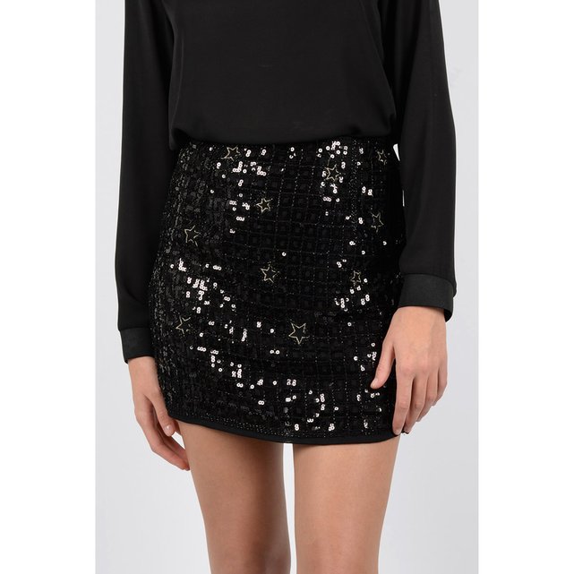 Sequin star mini skirt , black, Molly Bracken | La Redoute