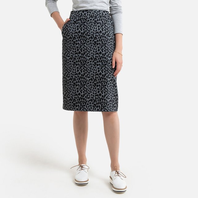 mid length leopard skirts knee length