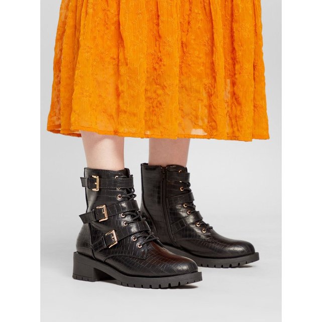 bottines motardes lacets