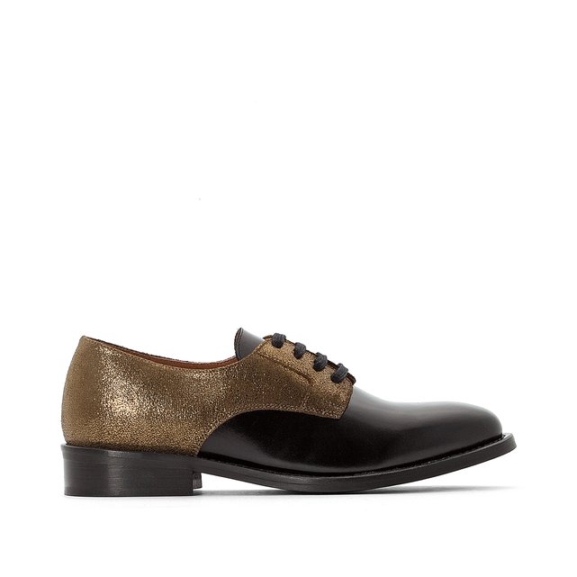 Leather brogues exclusive to la redoute , black/gold ...