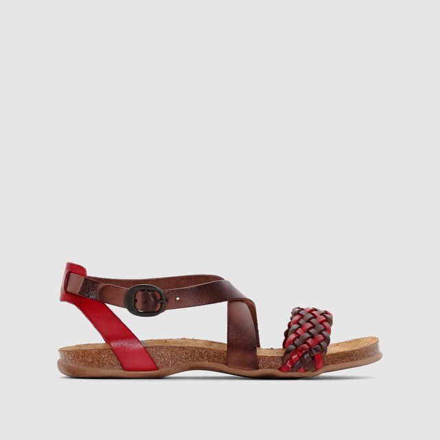 Sandales plates cuir blanc Kickers La Redoute Sandales plates cuir blanc Kickers La Redoute