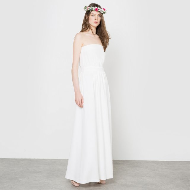 vestido de novia largo, forma corpiño marfil la redoute collections