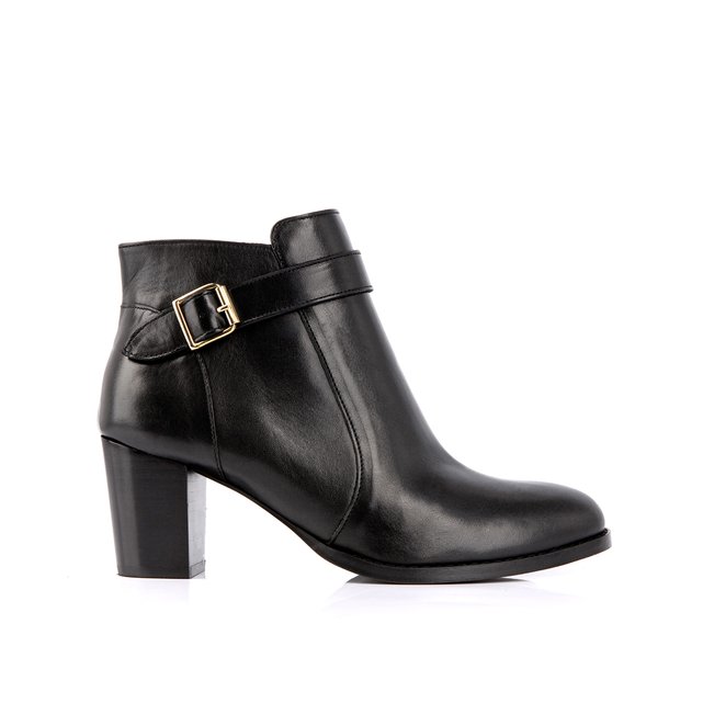 Postiche leather ankle boots , black, Mellow Yellow | La Redoute