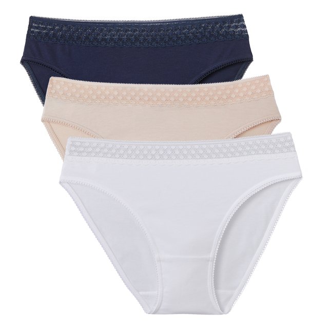 Lote de 3 cuecas com barra pequena em renda  LA REDOUTE COLLECTIONS image 0