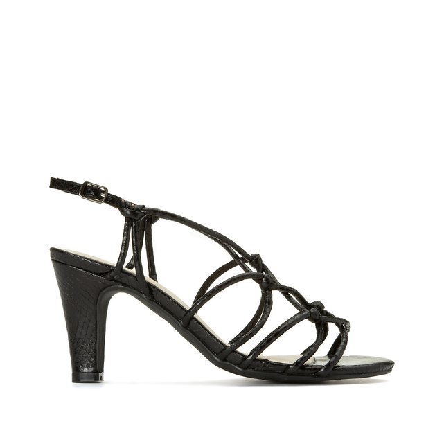 black heeled sandals wide fit