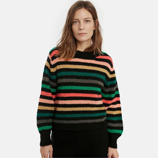 Loose fit rainbow striped jumper , striped/black background, Compania ...