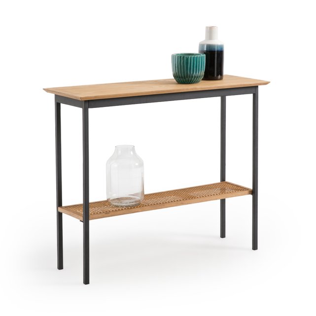 Waska Oak Rattan Console Table