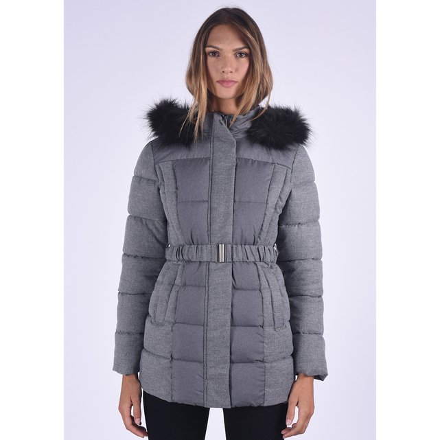 ladies full length padded coat with hood