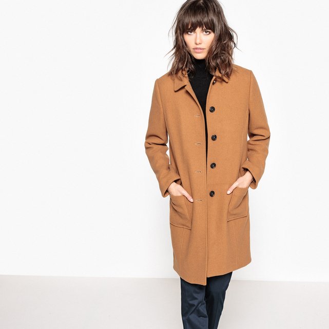 Manteau droit La Redoute Collections camel | La Redoute