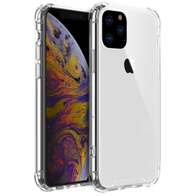 Coque apple iphone 11 pro max anti-chocs avec bords renforcés en silicone transparente