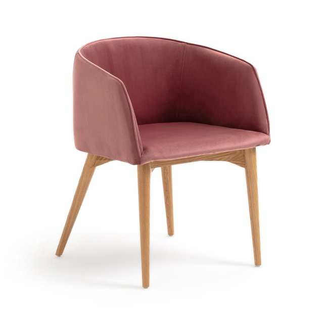 Fauteuil De Table Velours Clancy Rose Des Sables Am Pm La Redoute