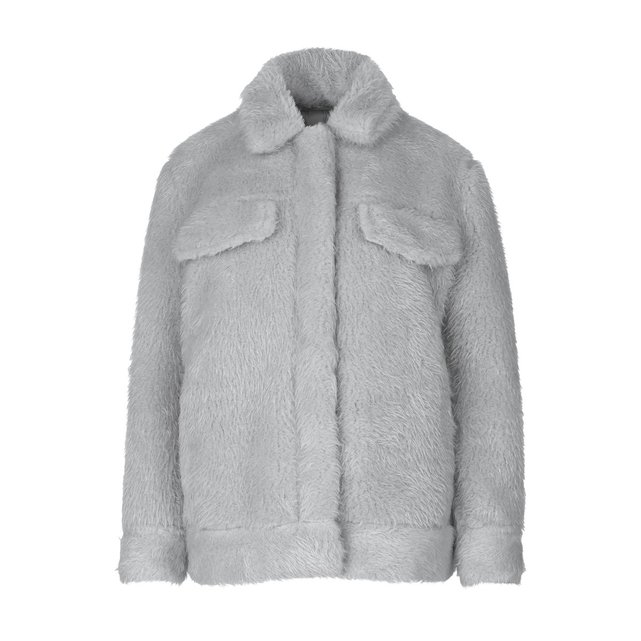 Manteau court imitation fourrure colbie jacket bleu ciel Manteau court imitation fourrure colbie jacket bleu ciel