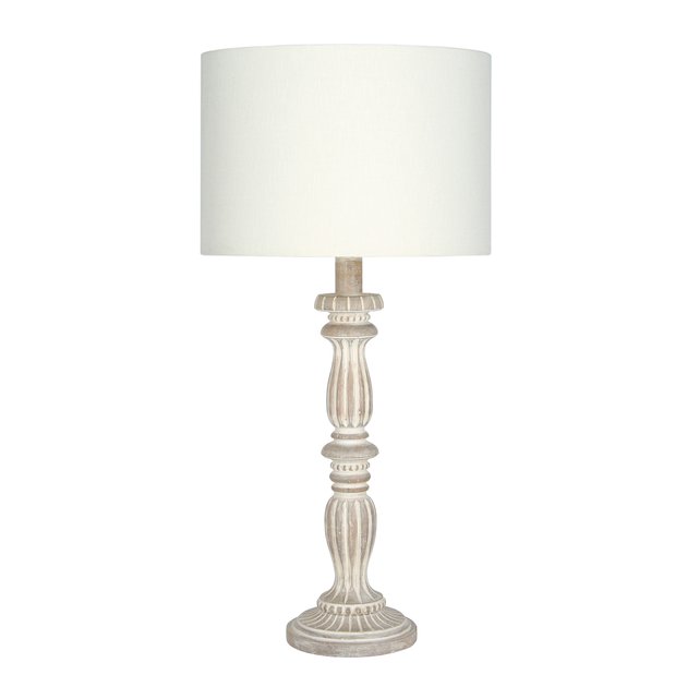 Table Lamp In Antique Cream Wash Wood