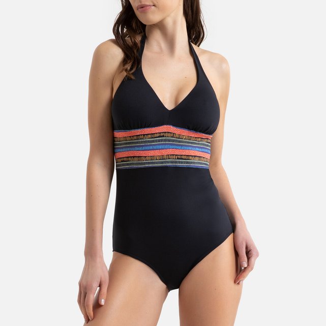 maillot de bain 1 pièce effet ventre plat noir imprimé anne weyburn