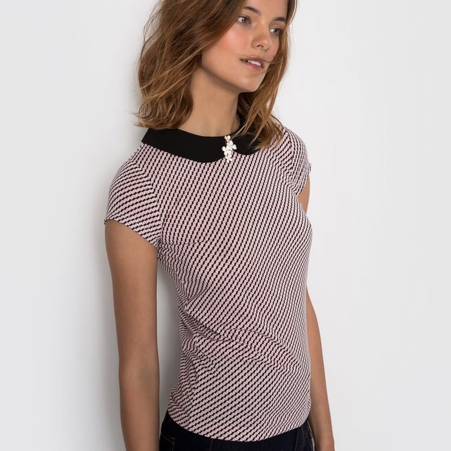 T-shirt col claudine imprimé Mademoiselle R | La Redoute