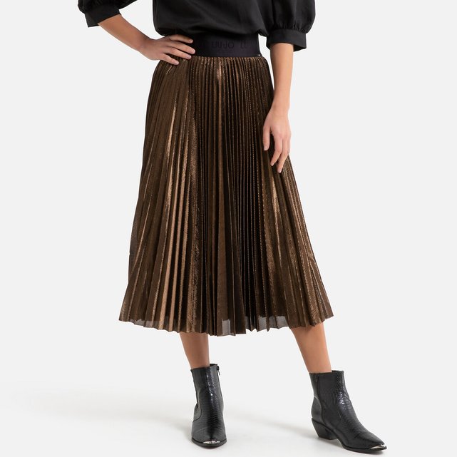 Pleated metallic midaxi skirt , gold-coloured, Liu Jo | La Redoute