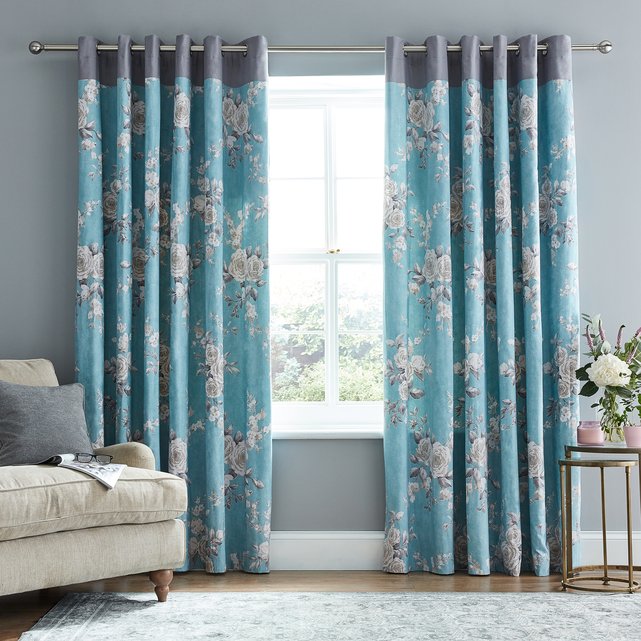 Canterbury Eyelet Curtains Teal Turquoise Catherine Lansfield