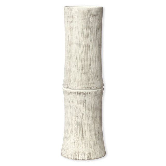 Vase en c ramique forme bambou  40cm bambou  ficelle  gris 