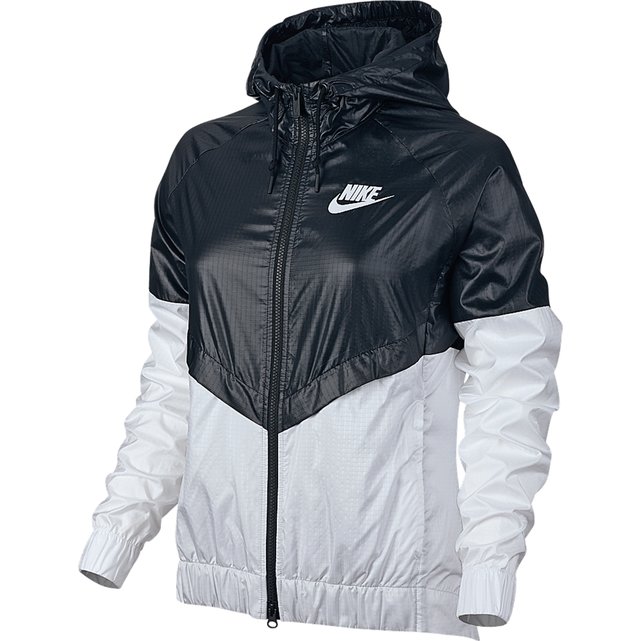 Hooded windcheater, black/white, Nike | La Redoute