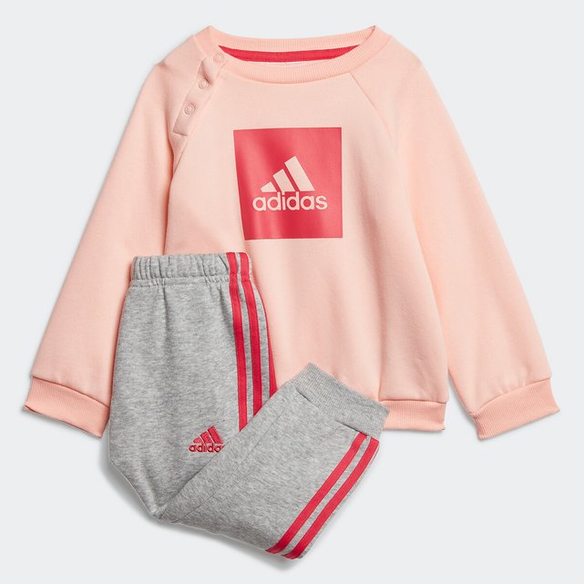 Cotton Mix Tracksuit 3 Months 4 Years Pink Grey Adidas Originals La Redoute